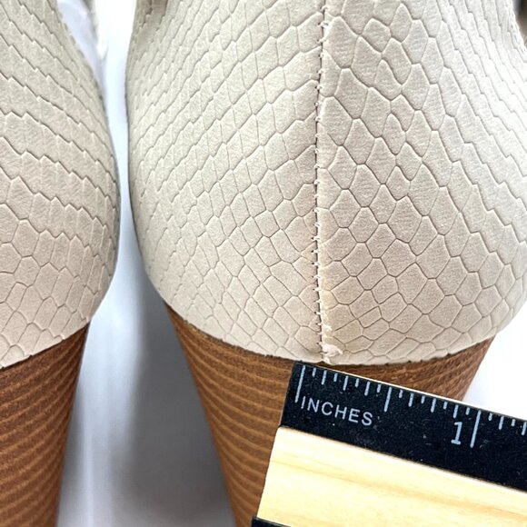 9.5W 9.5 WIDE WIDTH Dr Scholls Beige Oatmeal Snakeskin Wedges Sandals Shoes - Picture 8 of 15